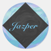 Glacier Blue Monogram Ronde Sticker (Voorkant)