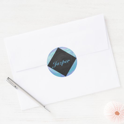 Glacier Blue Monogram Ronde Sticker (Envelop)