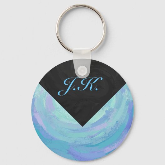 Glacier Blue Monogram Sleutelhanger (Voorkant)