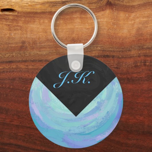 Glacier Blue Monogram Sleutelhanger (Voorkant)