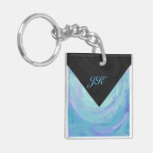Glacier Blue Monogram Sleutelhanger (Voorkant Links)