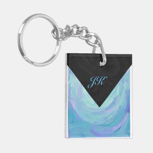 Glacier Blue Monogram Sleutelhanger (Voorkant Links)