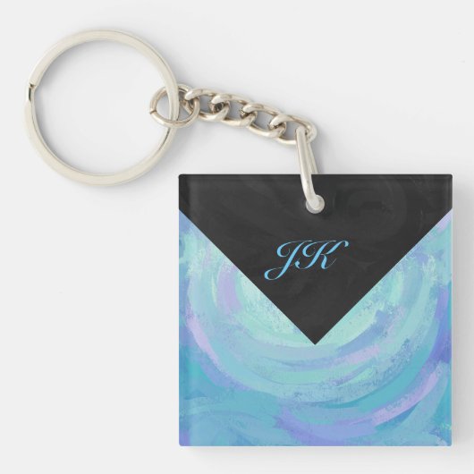 Glacier Blue Monogram Sleutelhanger (Voorkant)