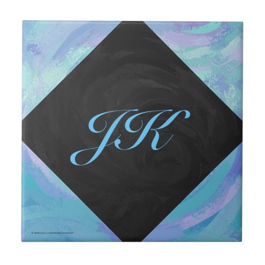 Glacier Blue Monogram Tegeltje (Voorkant)