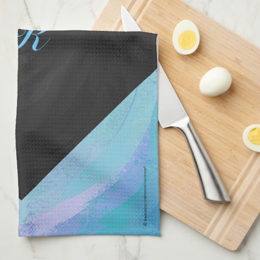 Glacier Blue Monogram Theedoek (Quarter Fold)