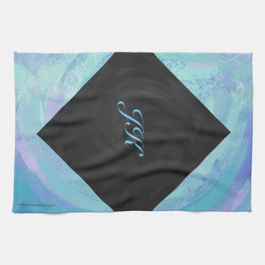 Glacier Blue Monogram Theedoek (Horizontaal)