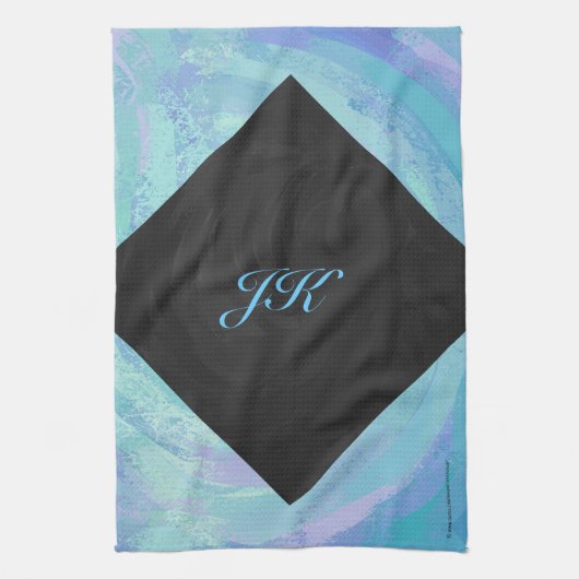 Glacier Blue Monogram Theedoek (Verticaal)