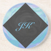Glacier Blue Monogram Zandsteen Onderzetter (Voorkant)