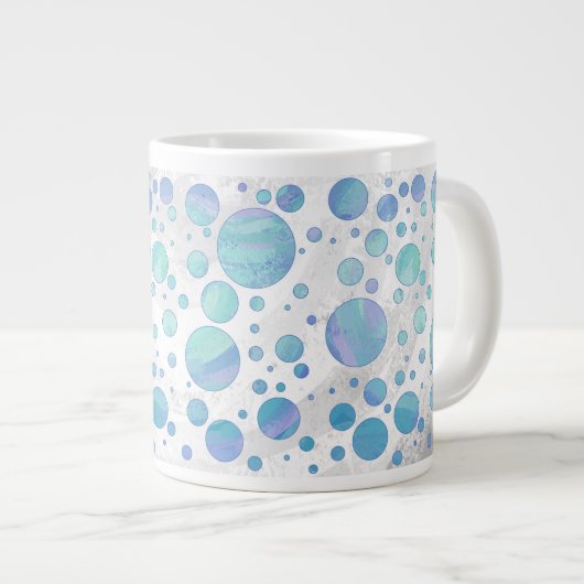 Glacier Blue Polka Dot Pattern Grote Koffiekop (Voorkant rechts)