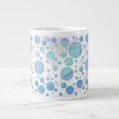 Glacier Blue Polka Dot Pattern Grote Koffiekop (Voorkant)