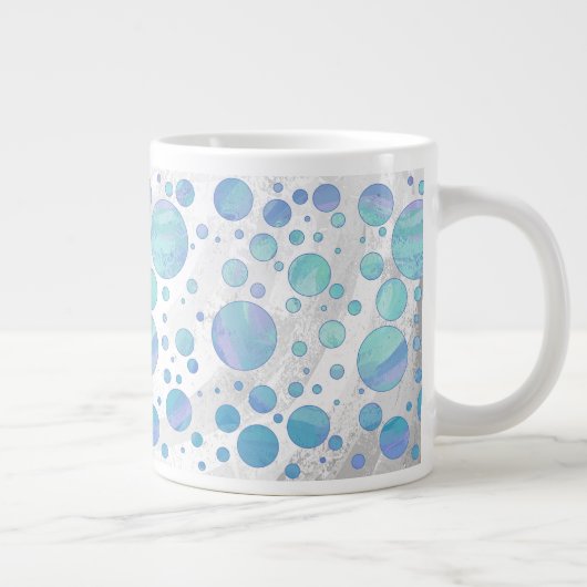 Glacier Blue Polka Dot Pattern Grote Koffiekop (Rechts)