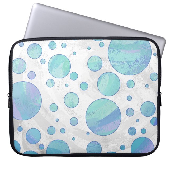 Glacier Blue Polka Dot Pattern Laptop Sleeve (Voorkant)