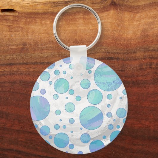 Glacier Blue Polka Dot Pattern Sleutelhanger (Voorkant)