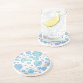 Glacier Blue Polka Dot Pattern Zandsteen Onderzetter (Zijkant)