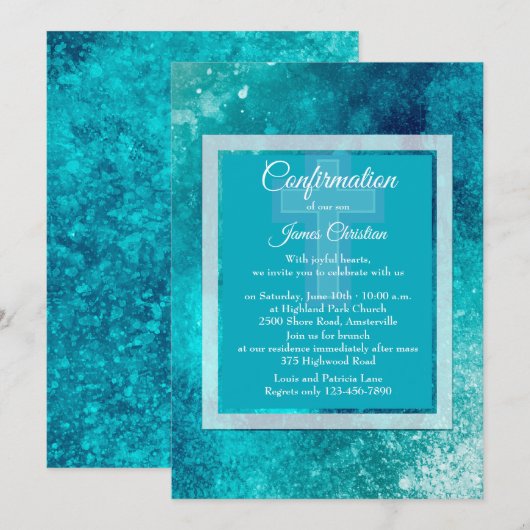 Glacier Blue religieuze uitnodiging (Voorkant / Achterkant)