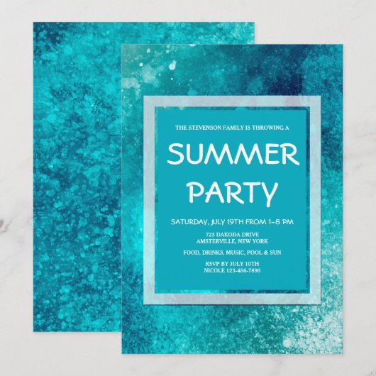 Glacier Blue-uitnodigingen Kaart (Voorkant / Achterkant)