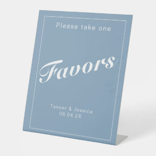 Glacier Blue White Minimalist Wedding Favor Reclamebord Met Voetstuk