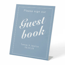 Glacier Blue & White Modern Minimalist Guestbook