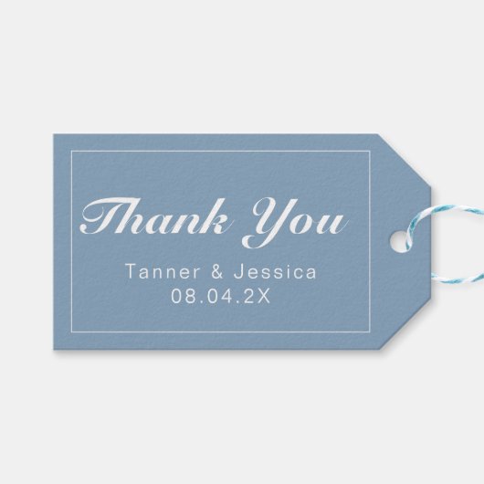 Glacier Blue & White Modern minimalist Hartelijk d Cadeaulabel (Voorkant (Horizontaal))