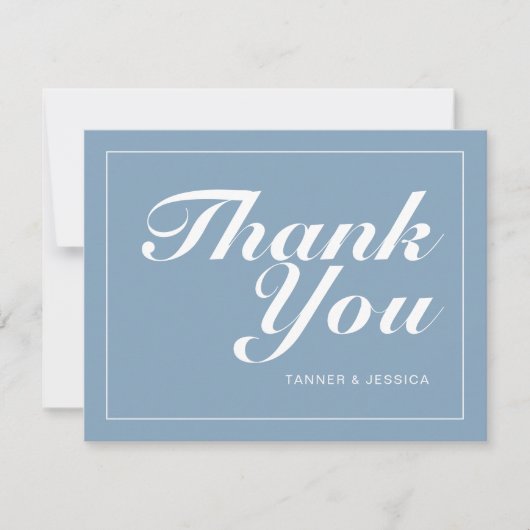 Glacier Blue & White Modern Minimalist Wedding Bedankkaart (Voorkant)