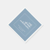 Glacier Blue & White Modern Minimalist Wedding Servet (Hoek)