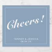 Glacier Blue & White Modern Minimalist Wedding Sparkling Wijnetiket (Enkel label)