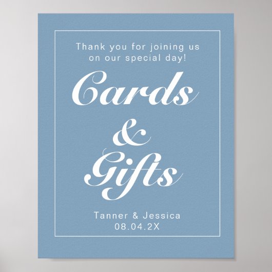Glacier Blue & White Modern Wedding Sign Poster (Voorkant)