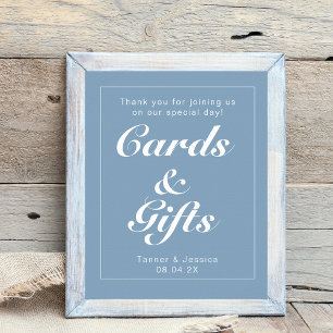 Glacier Blue & White Modern Wedding Sign Poster