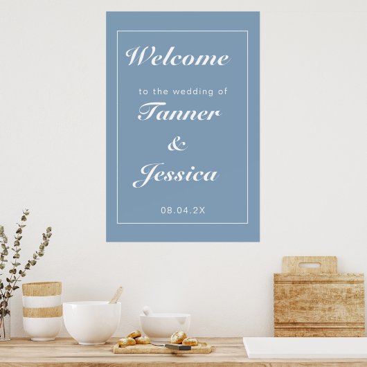 Glacier Blue & White Modern Wedding Welcome Poster (Keuken)