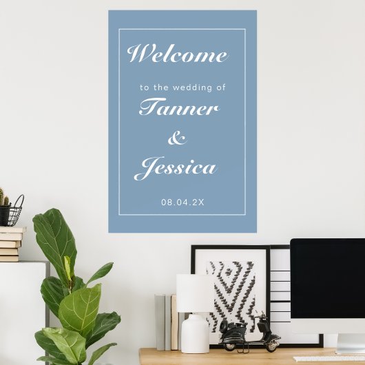 Glacier Blue & White Modern Wedding Welcome Poster (Thuiskantoor)