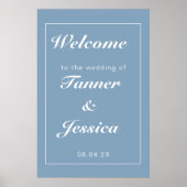 Glacier Blue & White Modern Wedding Welcome Poster (Voorkant)