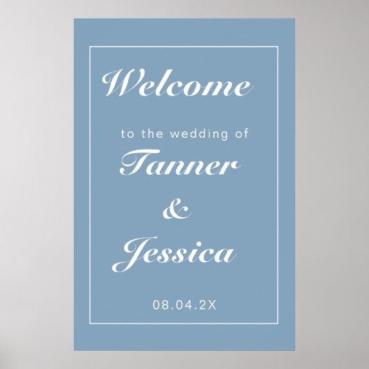 Glacier Blue & White Modern Wedding Welcome Poster (Voorkant)