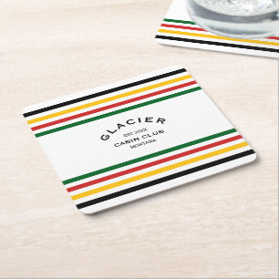 Glacier Cabin Club Custom Crest Park Stripe Kartonnen Onderzetters