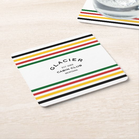 Glacier Cabin Club Custom Crest Park Stripe Kartonnen Onderzetters (Schuin)