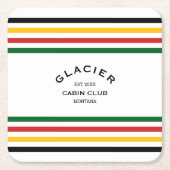 Glacier Cabin Club Custom Crest Park Stripe Kartonnen Onderzetters (Voorkant)