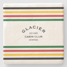 Glacier Cabin Club Custom Crest Park Stripe Stenen Onderzetter