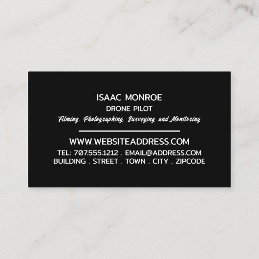Glacier Drone Silhouette, Drone Pilot Visitekaartje (Achterkant)