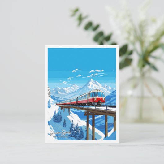 Glacier Express Zwitserland Reizen illustratie Briefkaart (Staand voorkant)