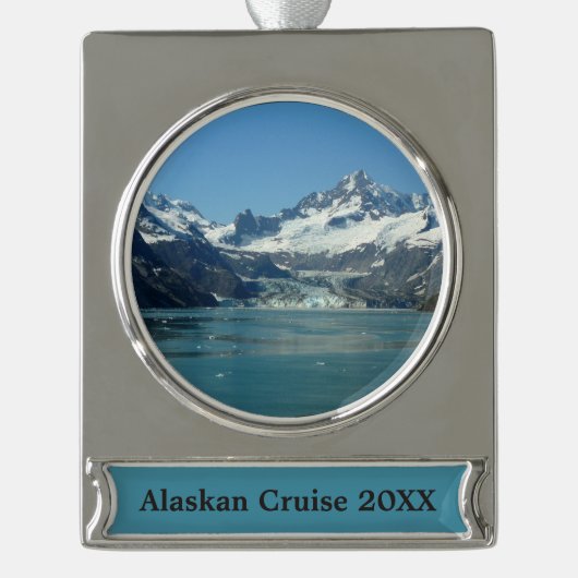 Glacier-Fed Waters van Alaska Verzilverd Banner Ornament (Voorkant)
