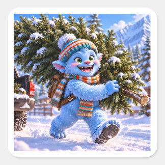 Glacier Grinch & Kerstboom Festieve Stickers