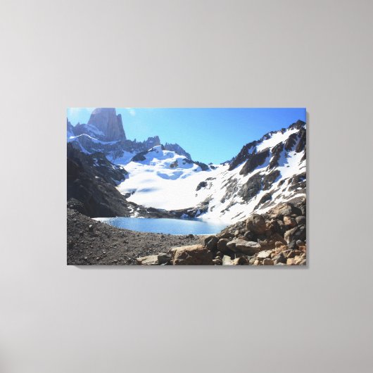 Glacier Lake nabar Mount Fitz Roy Canvas Afdruk (Voorkant)
