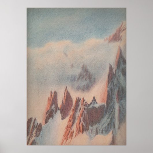  glacier-landschapstekening in de bergen poster (Voorkant)