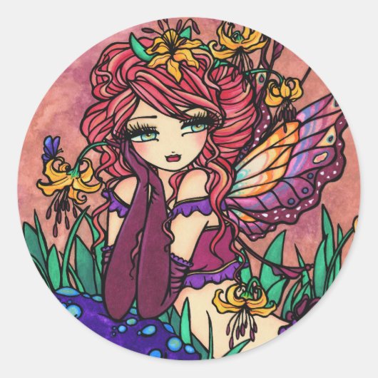 "Glacier Lily" Fairy Fantasy Fairy Art Ronde Sticker (Voorkant)