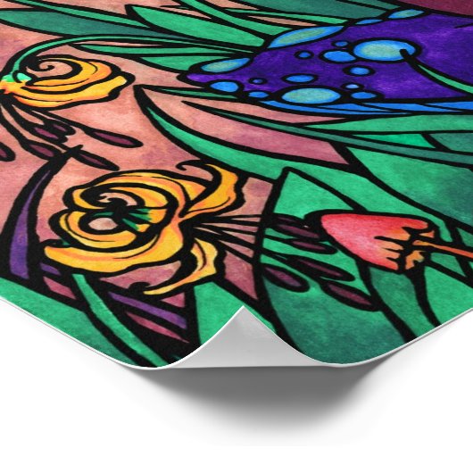 "Glacier Lily Fairy" paddenstoel Fantasy Forest Ar Poster (Hoek)