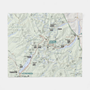 Glacier (Montana) kaart fleece blanket Deken
