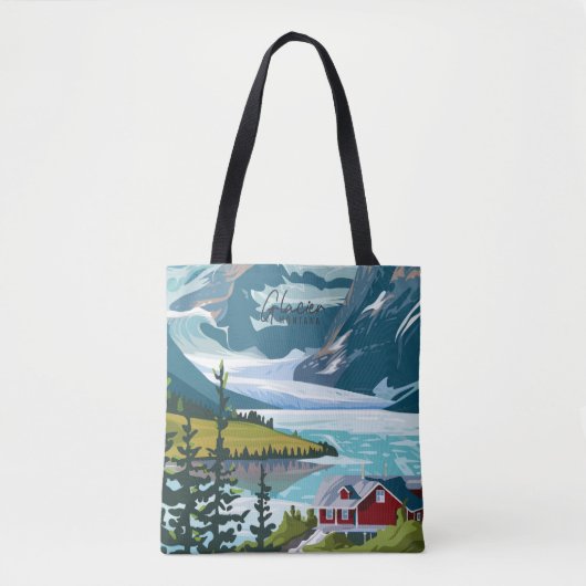 Glacier Montana US  Kunst Reizen Illustratie Tote Bag (Voorkant)