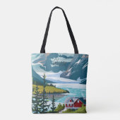 Glacier Montana US Kunst Reizen Illustratie Tote Bag (Achterkant)