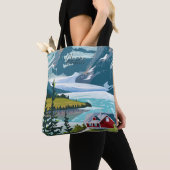 Glacier Montana US  Kunst Reizen Illustratie Tote Bag (Dichtbij)