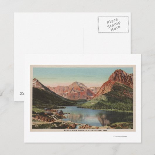 Glacier, MT - Uitzicht van de regio Veel gletsjers Briefkaart (Voorkant / Achterkant)