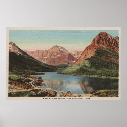 Glacier, MT - Uitzicht van de regio Veel gletsjers Poster (Voorkant)